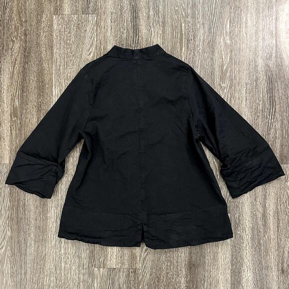 EUC Porto Asymmetric Draped Jacket Charcoal Black Sz 2 Sculptural Modern Blazer - Picture 3 of 14